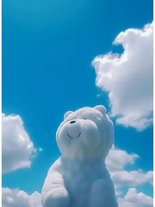 midjourney绘图云朵熊 关键词:蓝天和白云是如此令人愉快.
