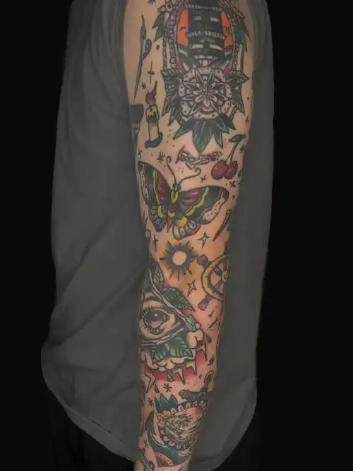 恢复两年oldschool花臂_纹身图案手稿图片_mooo的纹身作品集