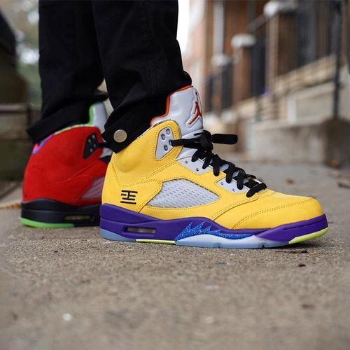 nike/耐克男鞋air jordan 5 aj5 红黄鸳鸯运动篮球鞋cz5725-700