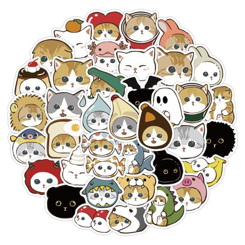 40张卡通可爱猫咪贴画行李箱笔记本电脑手机壳ipad水杯手账贴纸