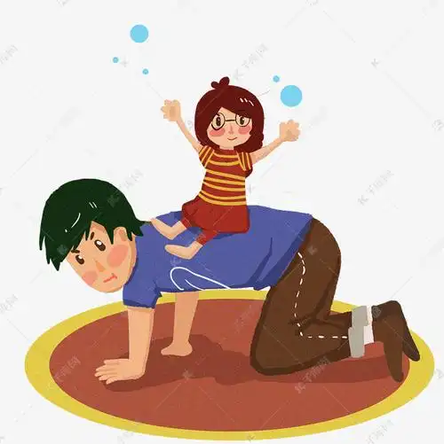 爸爸和女儿玩儿耍手绘插画