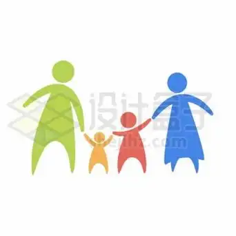 手牵手的一家四口一家人卡通彩色小人儿7878741矢量图片免抠素材