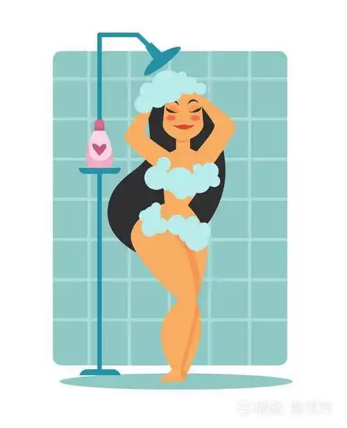 泡沫洗头矢量的女人