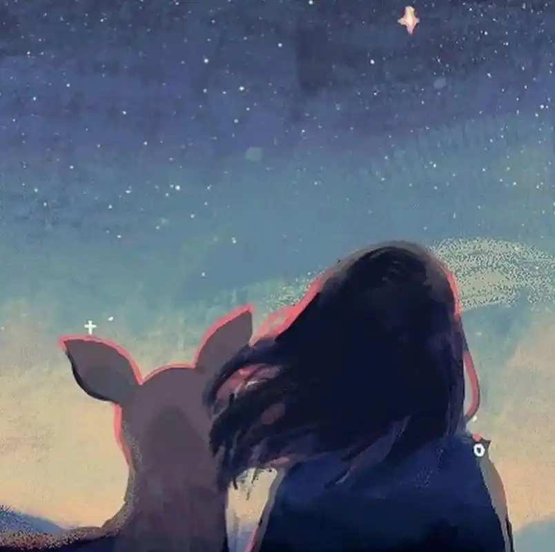 唯美梦幻文艺忧郁女生头像插画 唯美梦幻文艺忧郁女生头像插画