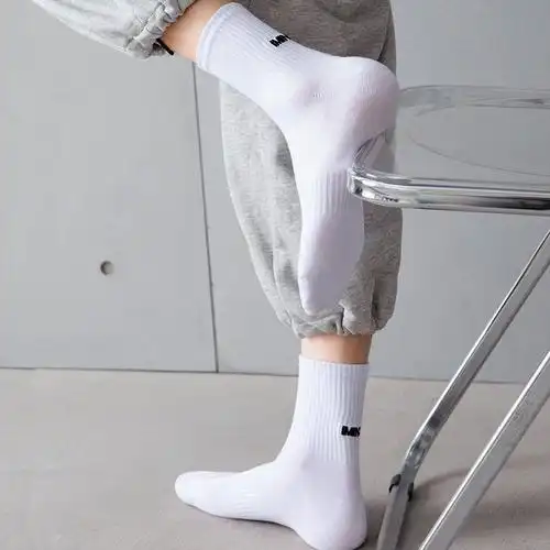 高腰百运动男生潮流白色夏季袜子长袜