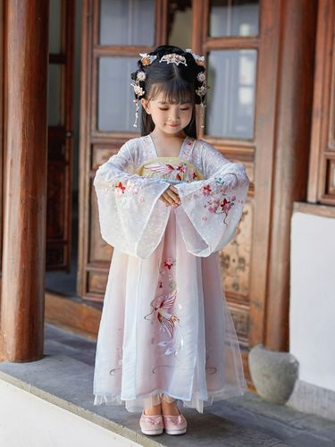 茗楠之家汉服女童秋装r儿童古装超仙连衣裙中国风公主裙小女孩襦