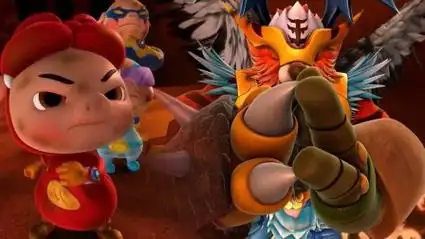 猪猪侠能量分散前后差距:对战比蒙兽和魔龙王,五灵王虚影出手!