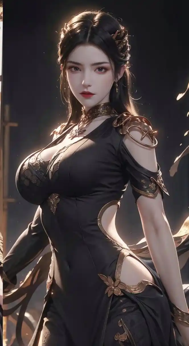 斗破苍穹美杜莎女王黑色长裙(ai绘画) #金秋图文动态创作节# #斗破