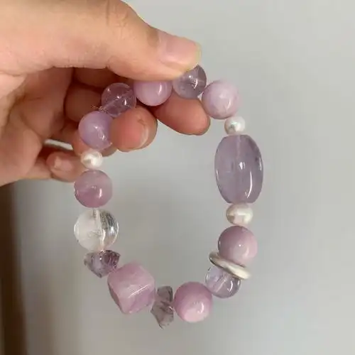 天然紫锂辉薰衣草紫水晶天然珍珠白阿塞 配件足银珠子10-12m-阿里巴巴