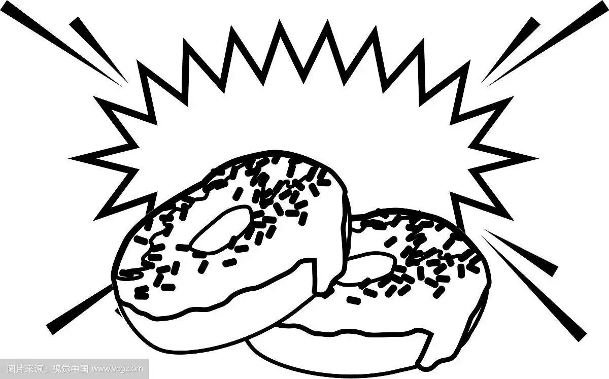 甜甜圈和语音泡泡黑白相间
