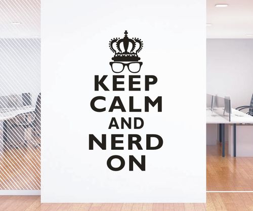 英文励志海报墙贴纸keep calm and nerd on酒吧办公室背景装饰品