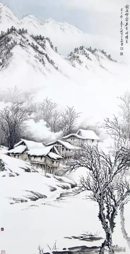 雪景山水浓浓乡情
