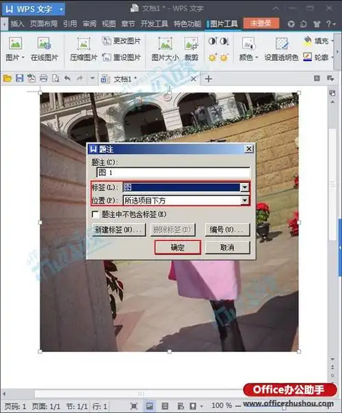 wps文字中给图片插入题注