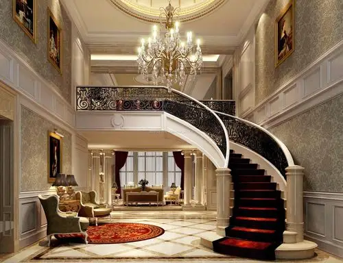 欧式农村两层别墅设计楼梯效果图