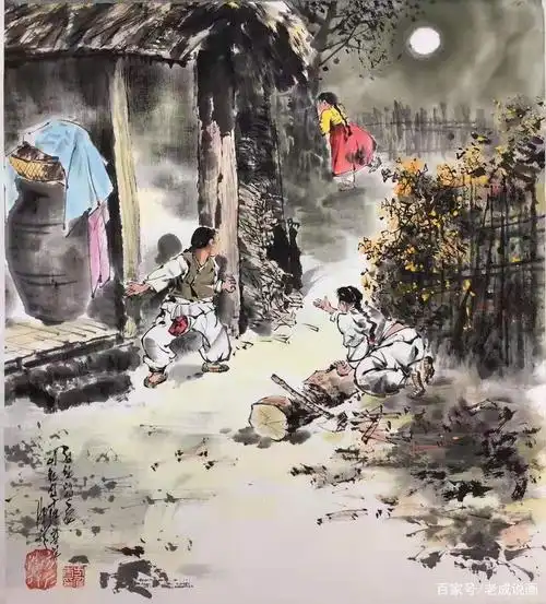 朝鲜人民艺术家-方仁洙老师的三幅民俗国画,尺寸:50*50cm