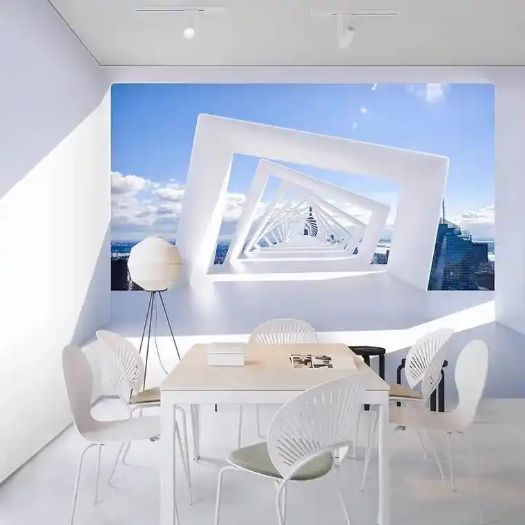 现代3d空间延伸景色背景墙布科技感立体墙