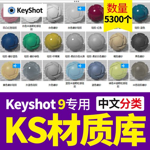 keyshot9材质库ks中文珍珠纸张布料皮肤宝石木竹子纹理贴图材质包