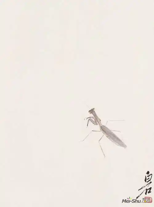 《螳螂》齐白石中国画高清作品欣赏