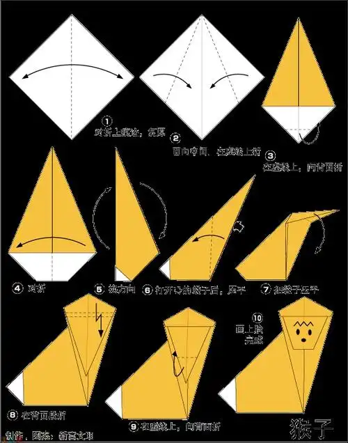 猴子的折纸步骤图解