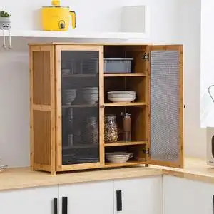 碗柜家用厨房桌面放碗橱柜简易灶台面出租房多功能收纳储置物柜子