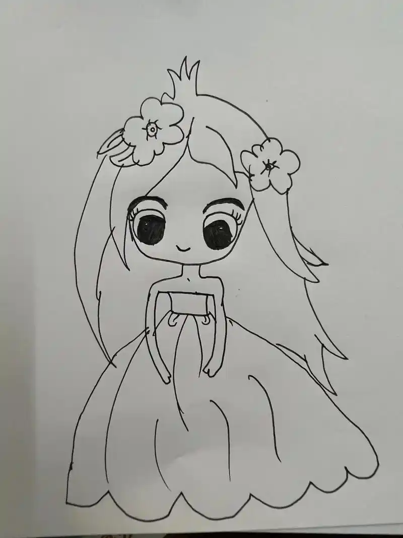 简笔画 - 听鱼新娘 - 抖音