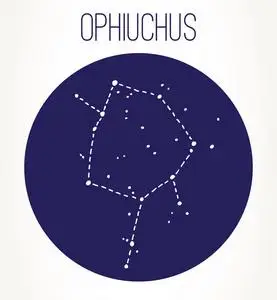 蛇夫座手绘生肖星座. 矢量图形占星术插图. 西方占星术神秘符号.照片