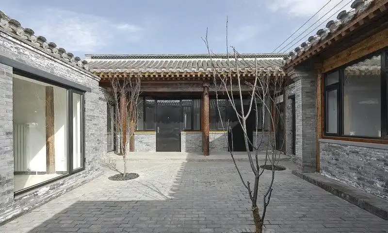 明清新中式农村小四合院仿青砖拼花地面造型图片