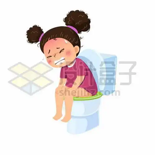 卡通女孩坐在马桶上满头大汗痛苦万分面目狰狞便秘拉不出屎6602460