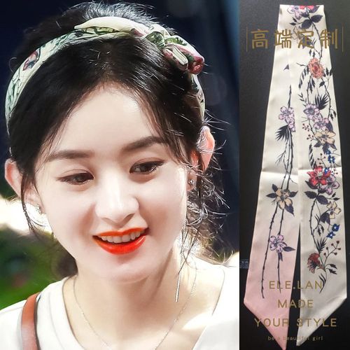 中餐厅4赵丽颖同款发带发箍发饰头饰绸缎花艺花朵新款少女包头巾