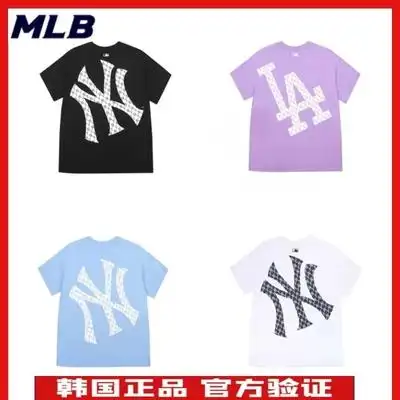 韩国mlb短袖春夏款男女情侣款复古老花大logo运动休闲宽松t恤透气