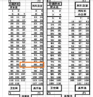 t26次列车15号车厢87 88 89号有哪个是靠窗位置