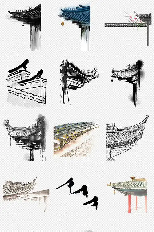 中国风水墨屋檐png免抠素材-众图网