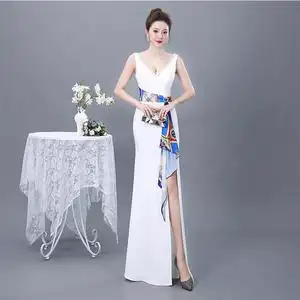 ktv佳丽礼服桑拿技师夜场模特服性感深v晚会长裙车模长款连衣裙夏