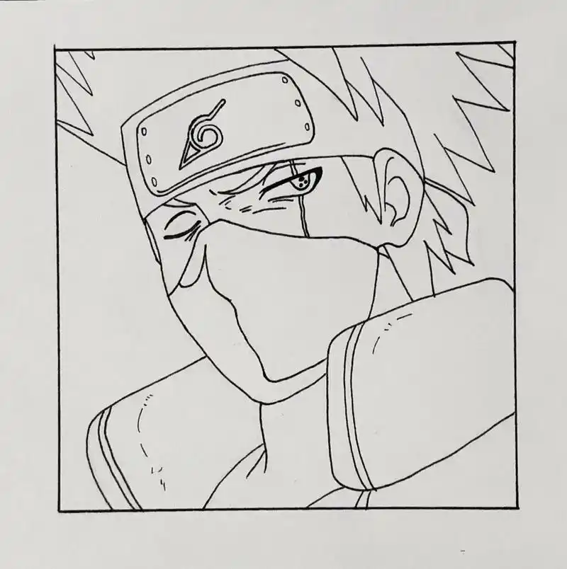 手绘|火影忍者·卡卡西 附线稿过程  旗木卡卡西 ——— 边框:1270