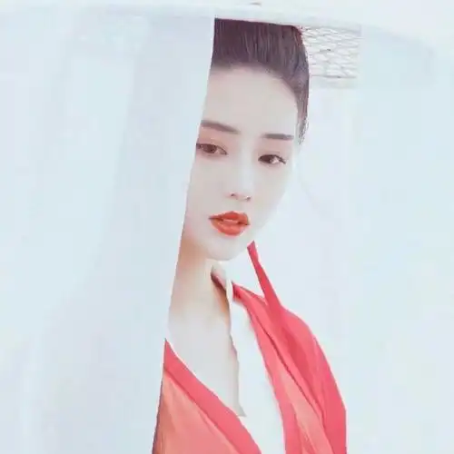 红衣白纱古典美人头像