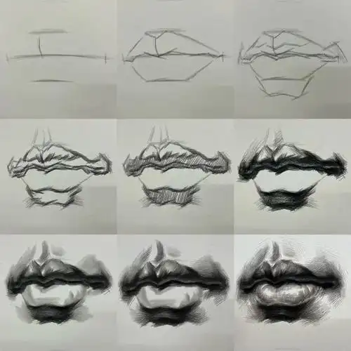 干货来啦素描五官单体嘴唇作画步骤