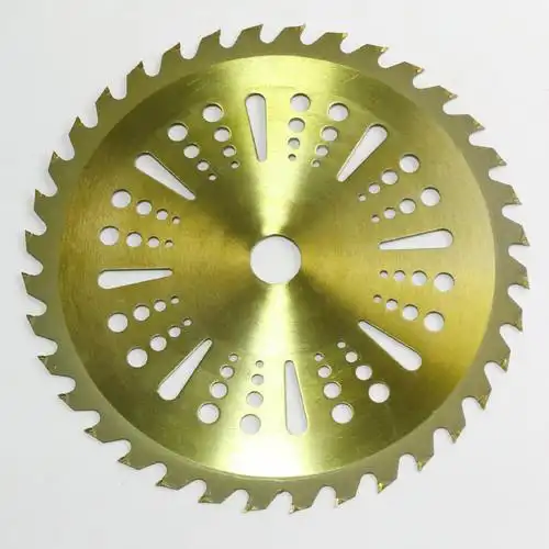割草机刀片电镀金色水滴孔园林圆锯片合金加厚工具配件255mm 40t
