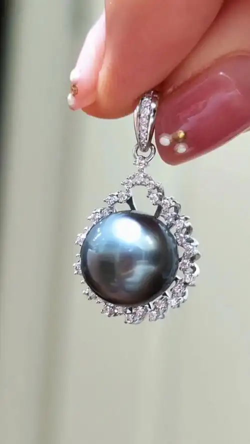 天然色南洋黑珍珠吊坠