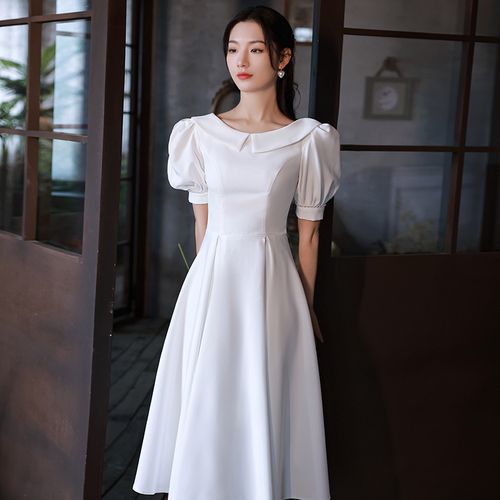 白色小晚礼服女法式高级感结婚登记小白裙领证连衣裙毕业成人女生