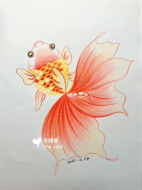 彩铅金鱼_彩铅_彩铅画_手绘_彩铅手绘_兴趣爱好_绘画