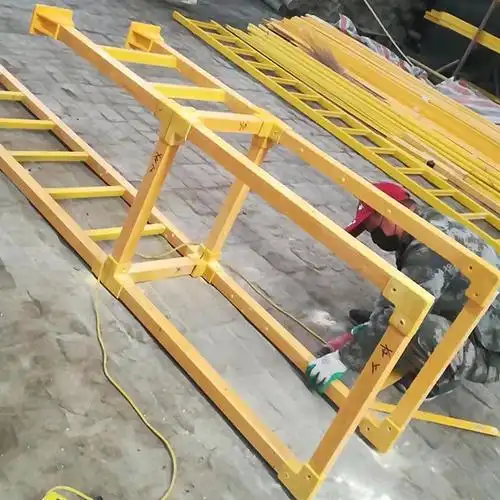 玻璃钢爬梯镀锌钢安全带笼直爬梯基坑外墙固定梯扶手平台 爬梯【图片