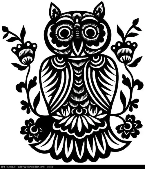 可爱猫头鹰剪纸矢量素材