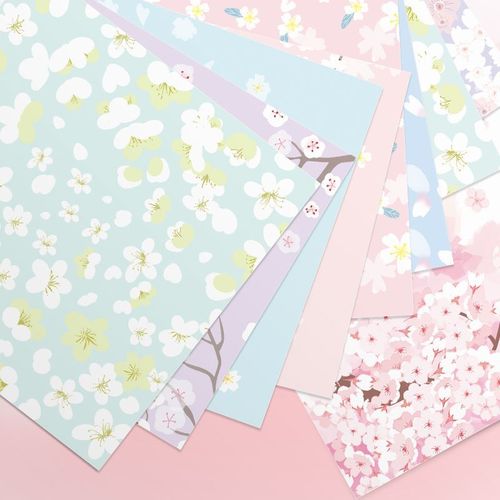 双面樱花折纸花未央正方形彩纸手工纸幼儿园儿童手工千纸鹤专用纸