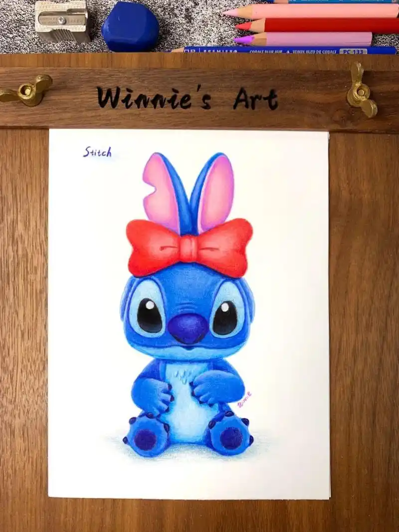 【手绘彩铅星际宝贝史迪奇】史迪仔/附线稿 老规矩:完整绘画过程视频