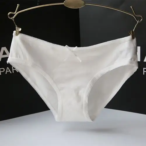 简约白色基础纯棉纯色低腰女士内裤蝴蝶结三角女内裤