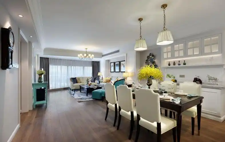 郑州正商裕园小区美式风格125平米装修效果图案例