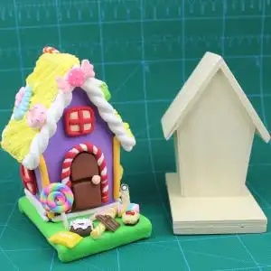 手工diy彩泥黏 奶油 粘土玩具 配件 鸟屋房子储蓄罐木质白胚 模具