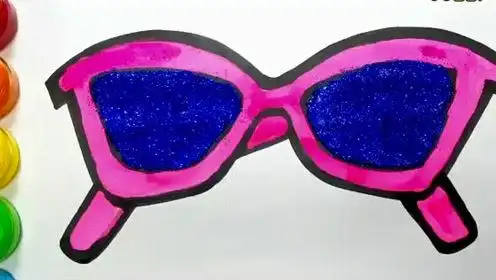 亲子涂色简笔画:可爱漂亮的太阳镜