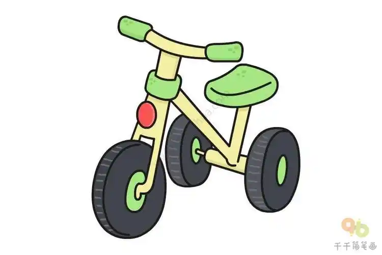 老年代步车三轮车简笔画