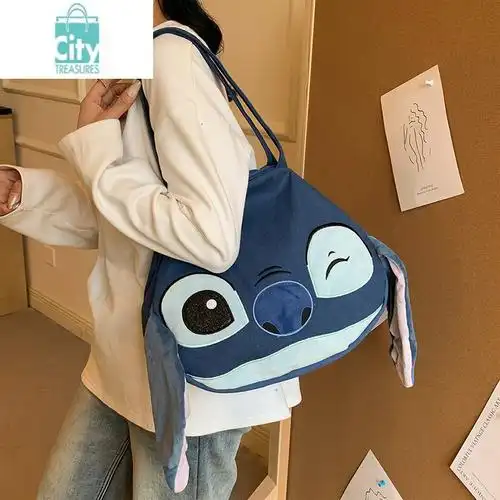 bangdou卡通草莓熊帆布单肩包大容量手提包女2024新款斜挎包今年流行